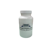 White crimping sleeve container with a label on a white background
