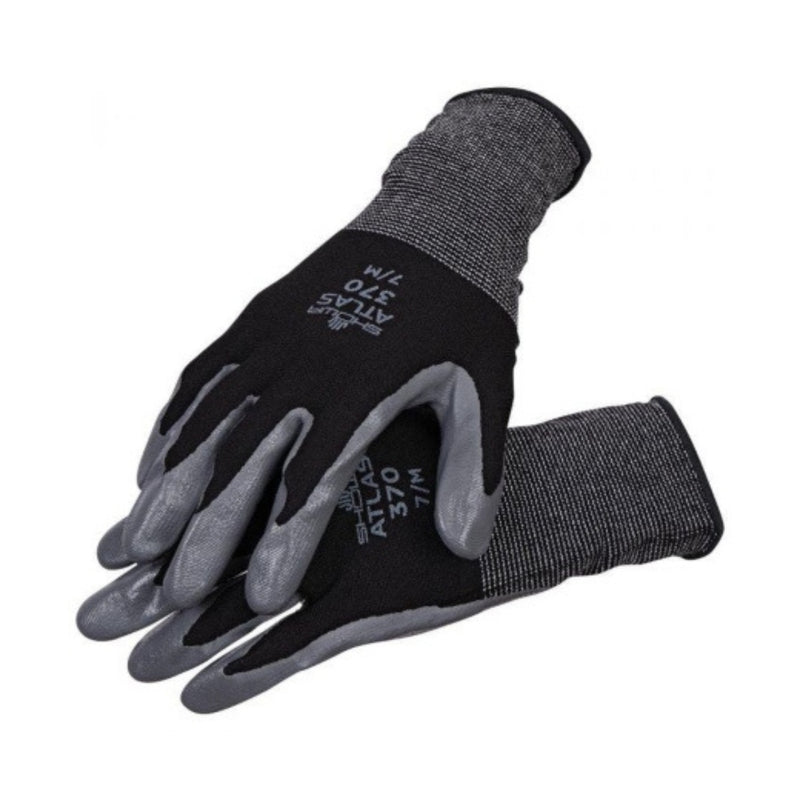 Black gloves against a white background