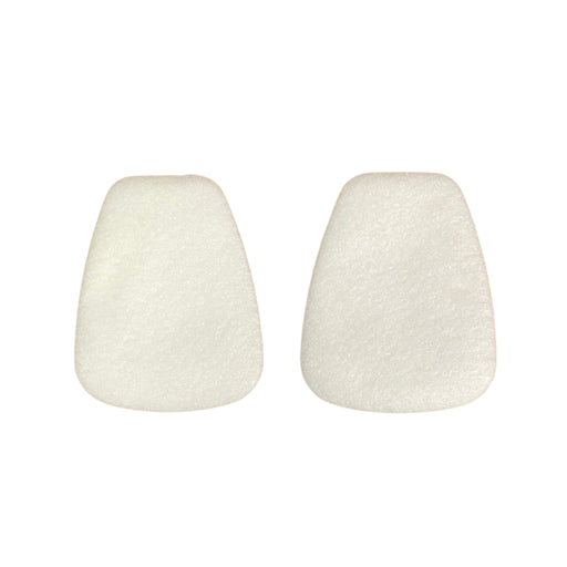 Two white respirator filters on a white background