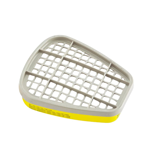 Beige plastic grid with yellow base on a white background