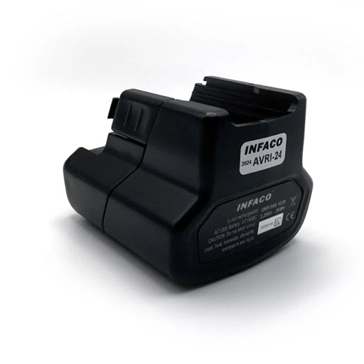 Black battery pack with INFACO branding on a white background