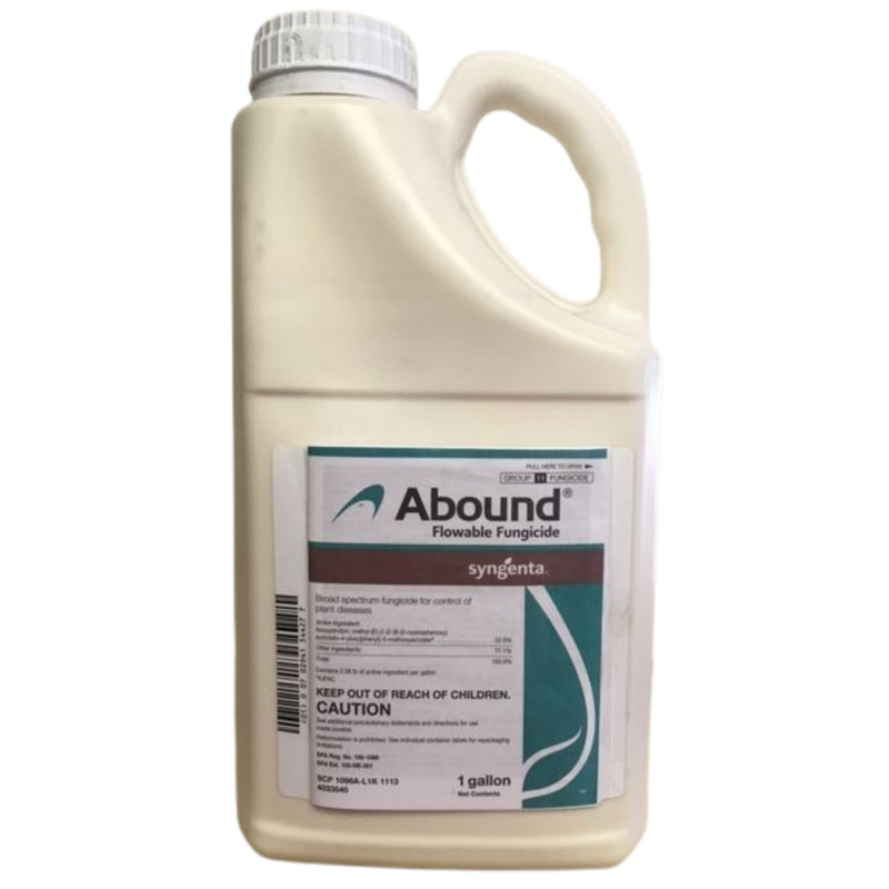 Container of Abound fungicide with Syngenta label on a white background