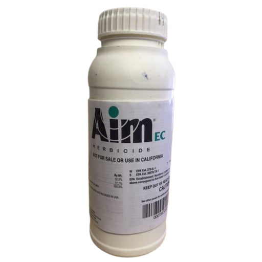 White herbicide bottle labeled 'Aim EC' on a white background