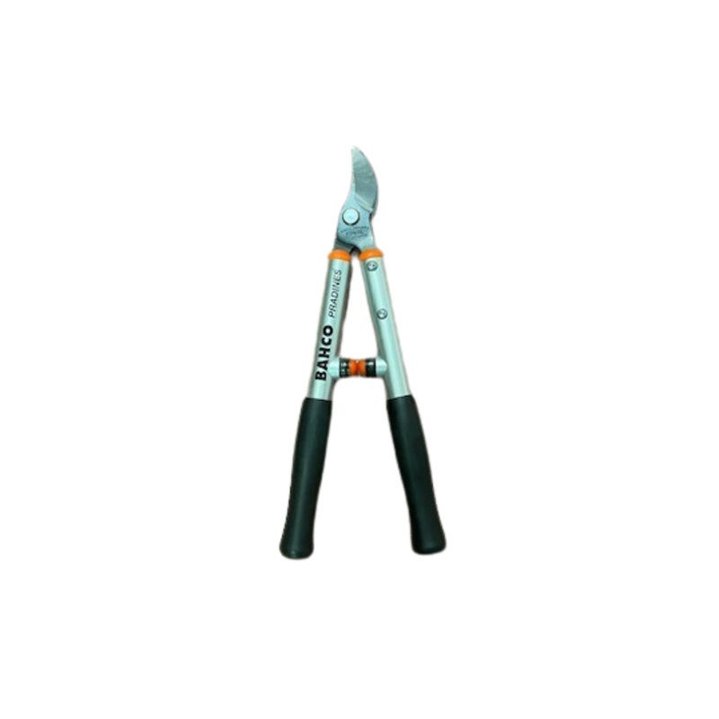Pruning lopper with black handles on a white background