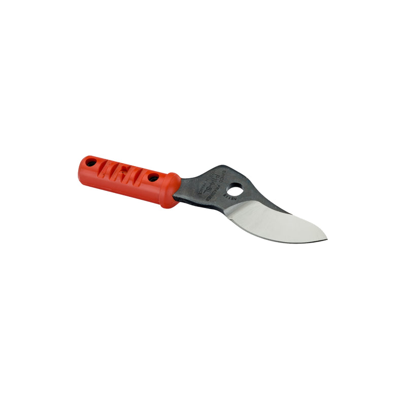a pruning lopper blade with an orange handle on a white background