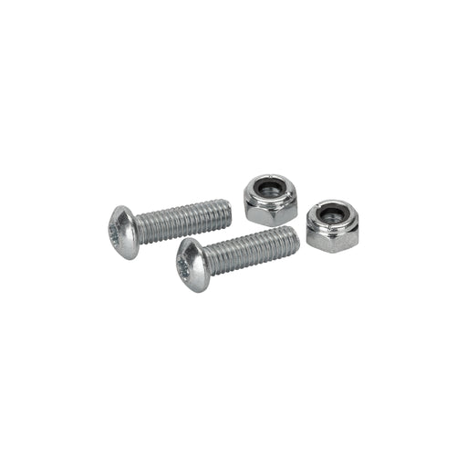 two bolts and two nuts against a white background