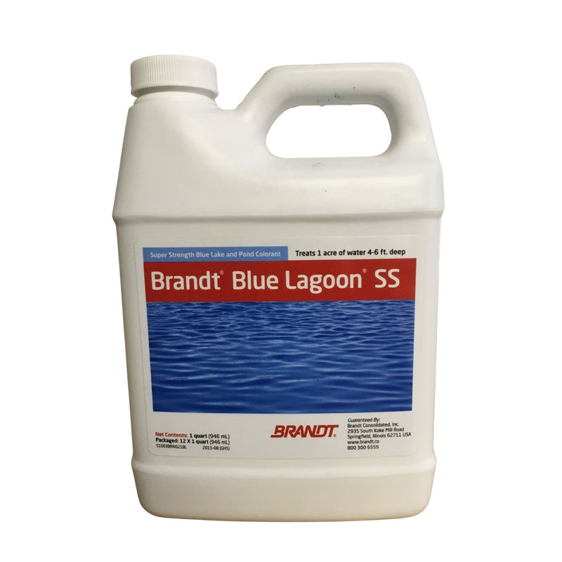 A white gallon size bottle of a quart Brandt Blue Lagoon on a white background.
