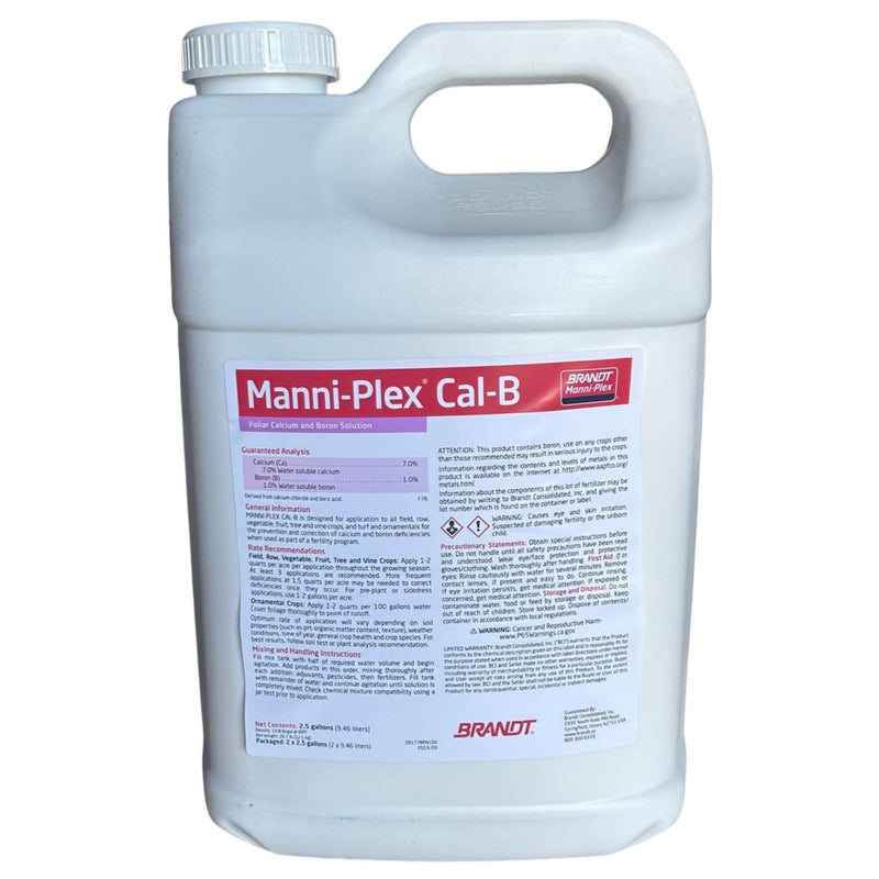 white jug of Manni-Plex Cal-B with a red and white label on a white background