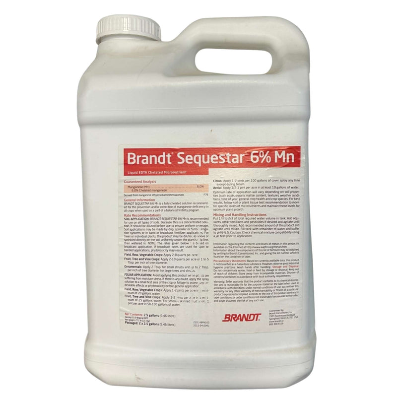 White container labeled 'Brandt Sequestar 6% Mn' on a white background