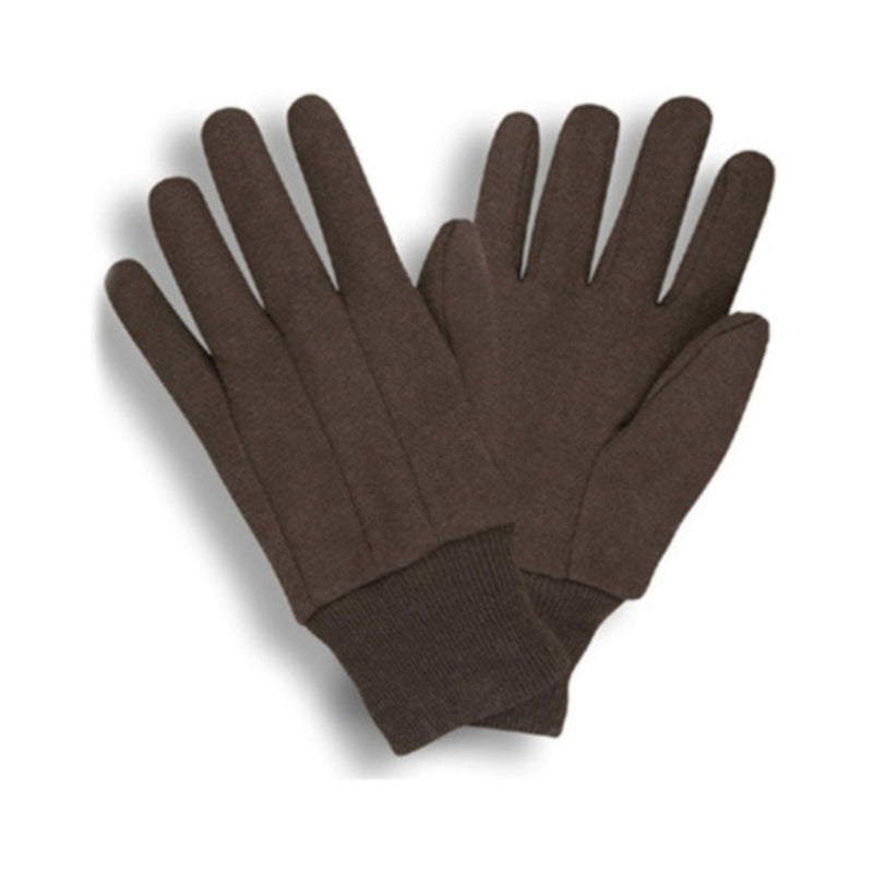 Pair of brown gloves against a white background
