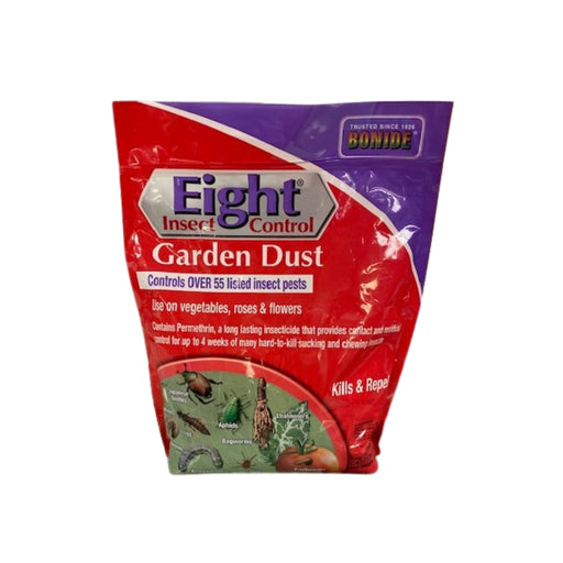 Red bag of Eight Insect Control Garden Dust on a white background