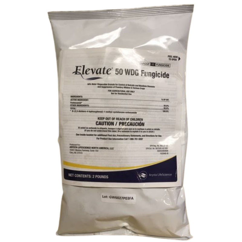 Bag of Elevate 50 WDG Fungicide on a white background