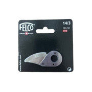 Felco pruning shear blade on a black card with brand name and model number.