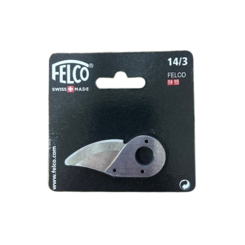 Felco pruning shear blade on a black card with brand name and model number.