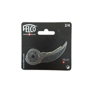 Felco pruner blade and rivets on black packaging with brand logo