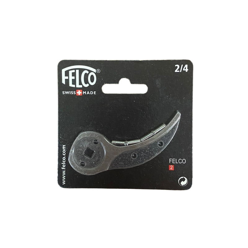 Felco pruner blade and rivets on black packaging with brand logo