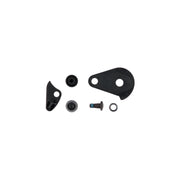 Set of black mechanical parts on a white background