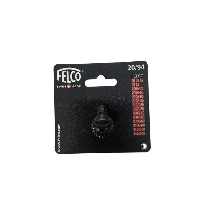 Felco nut and bolt on a black card with product details