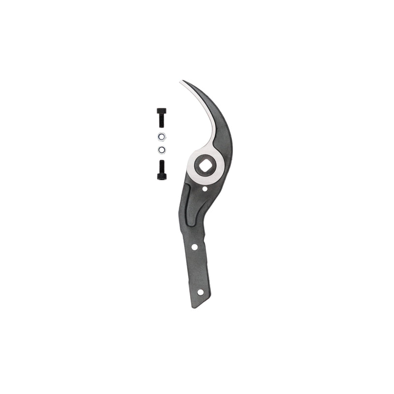 a counter-blade alongside 2 bolts and 2 nuts against a white background