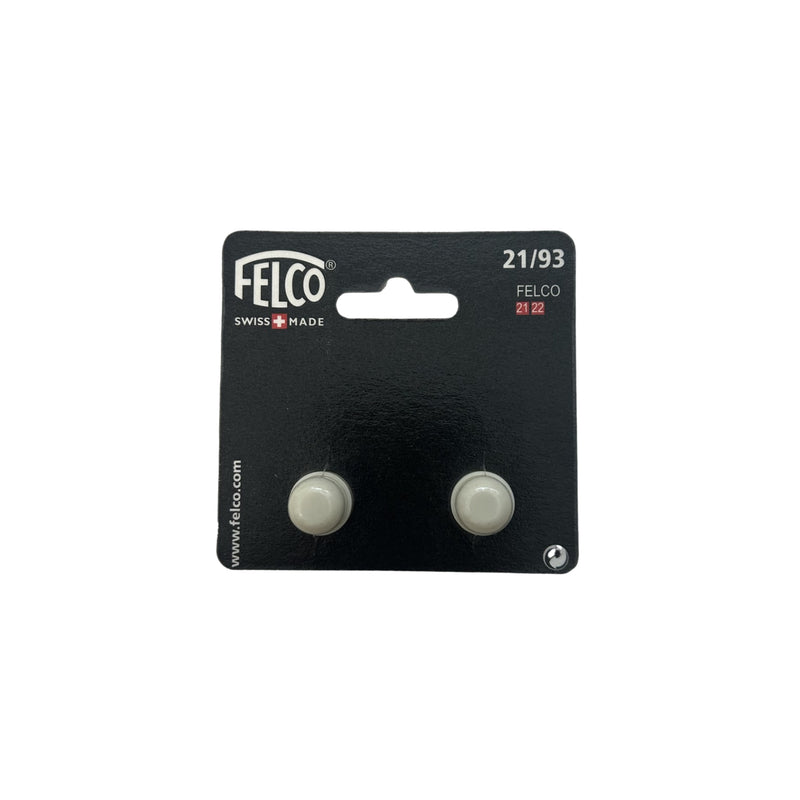 Felco white shock absorbers on a black card with white background