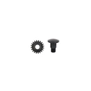 Black gear and black screw on a white background