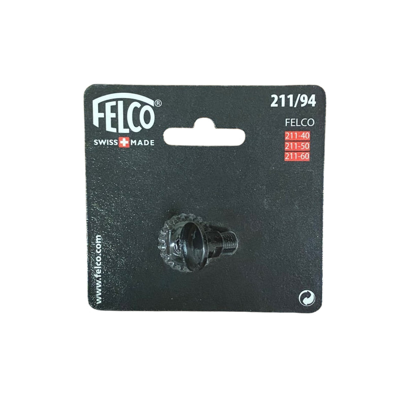 Felco gear and bolt on a black card with brand name and product number.