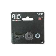 Felco hardware components on a black card with brand logo