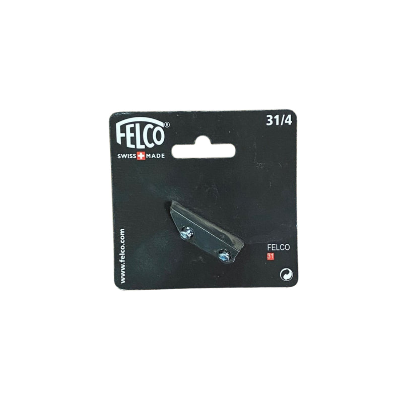 Felco pruning anvil on a black card with label on a white background