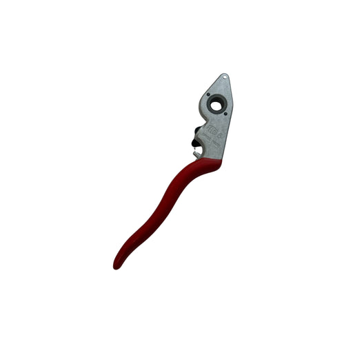Pruning shear handle with red coating on a white background