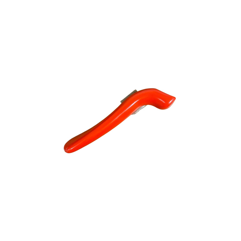 Red blade handle against a white background