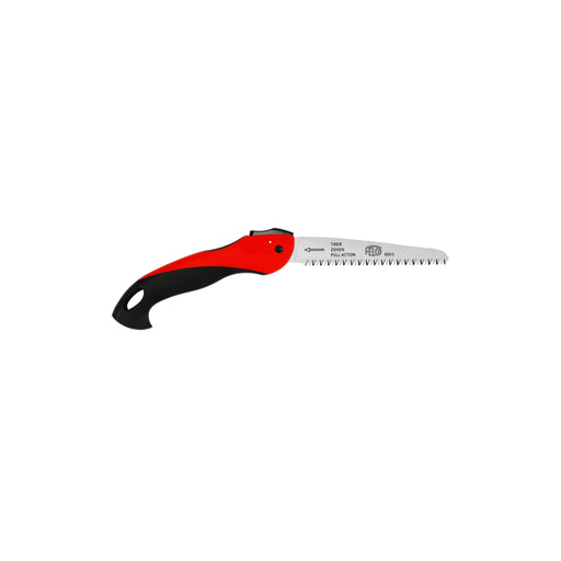 a Felco 600 folding pruning saw with the blade extended against a white background