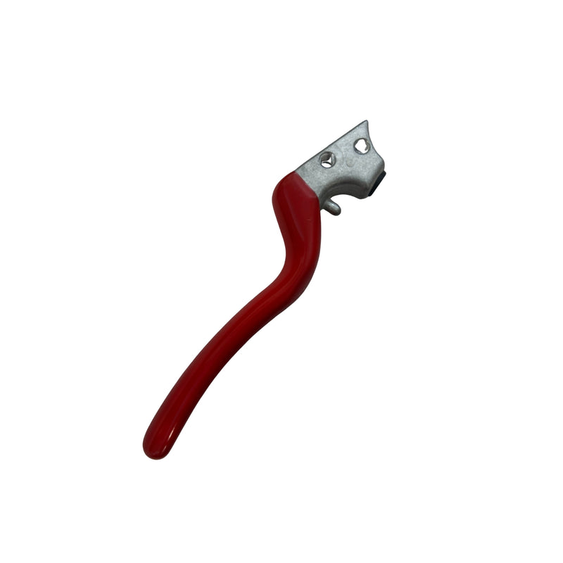Pruning shear handle assembly with red handle grip on a white background