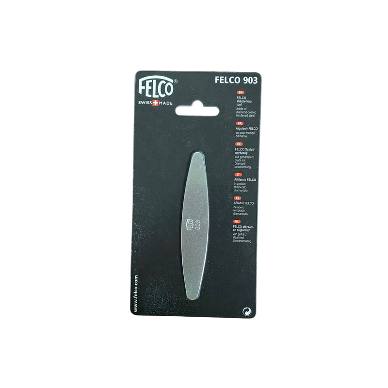 a Felco 903 sharpener wrapped in black packaging on a white background