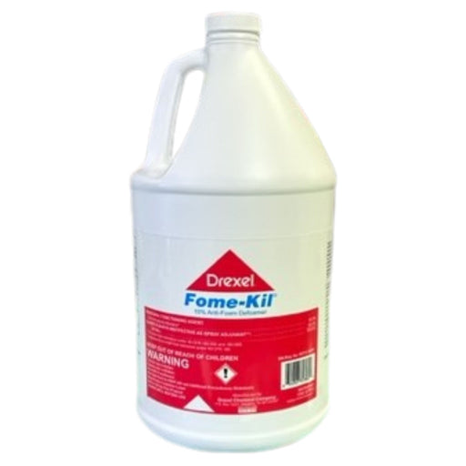 A white jug of Drexel Fome-Kil with a red and white label on a white background