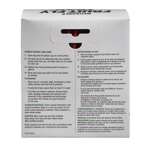Rescue Fruit Fly Trap label with black print on a white background