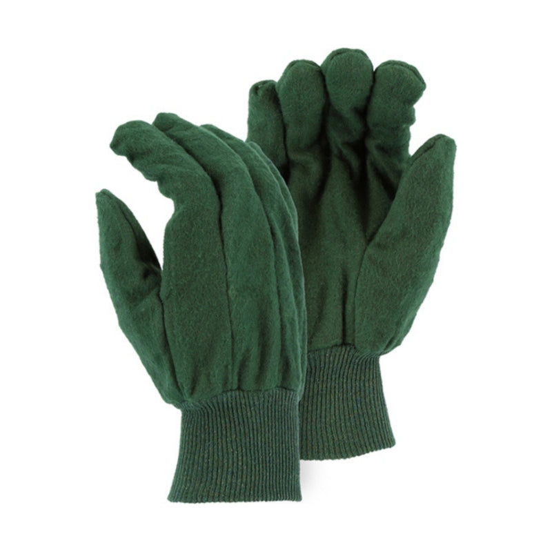 Pair of green gloves on a white background