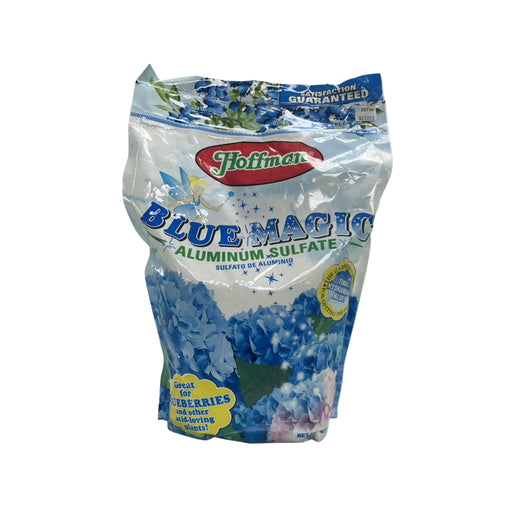 Bag of Hoffman Blue Magic Aluminum Sulfate on a white background
