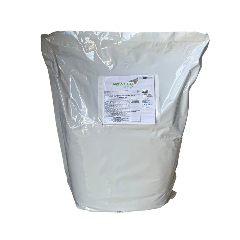 A white bag of Howler EVO with a white label and black writing against a white background