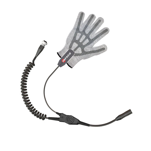 Gray glove with a coiled cable and INEFCO branding on a white background