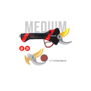 Agricultural pruner with red and black handle on a white background