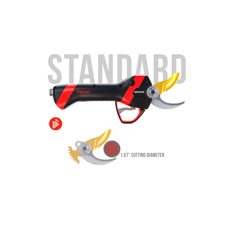 Agricultural pruner with red and black handle on a white background