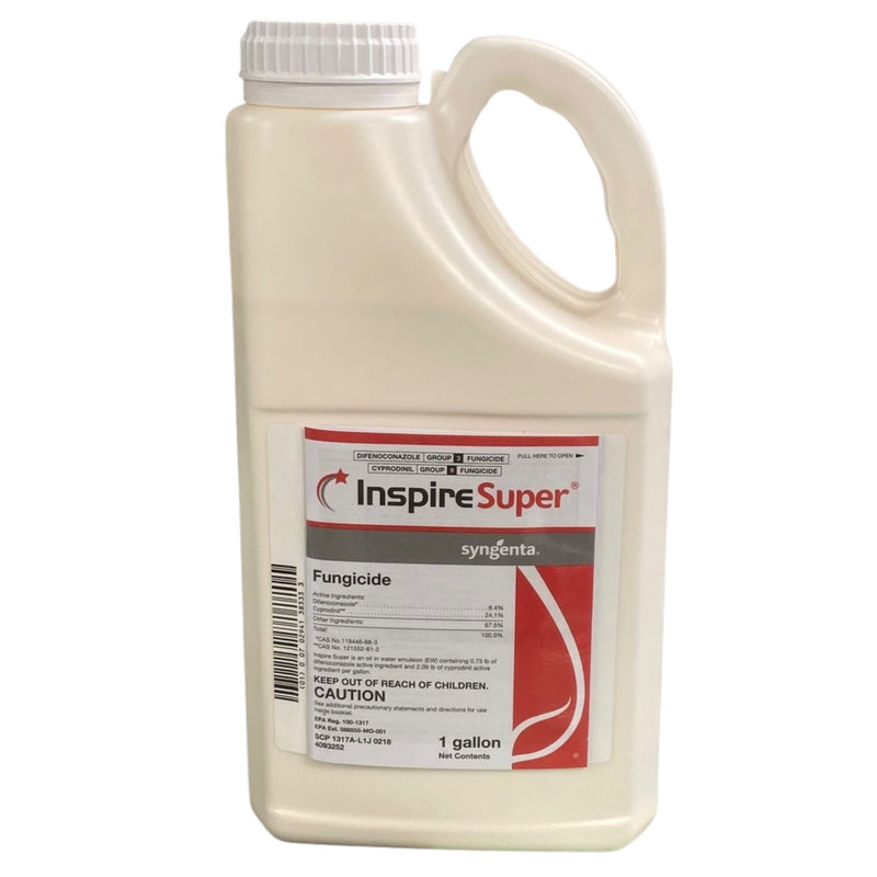 Fungicide container labeled 'Inspire Super' on a white background
