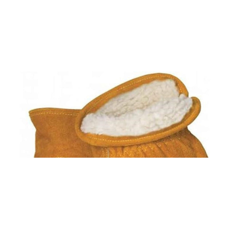 Yellow glove with white interior on a white background