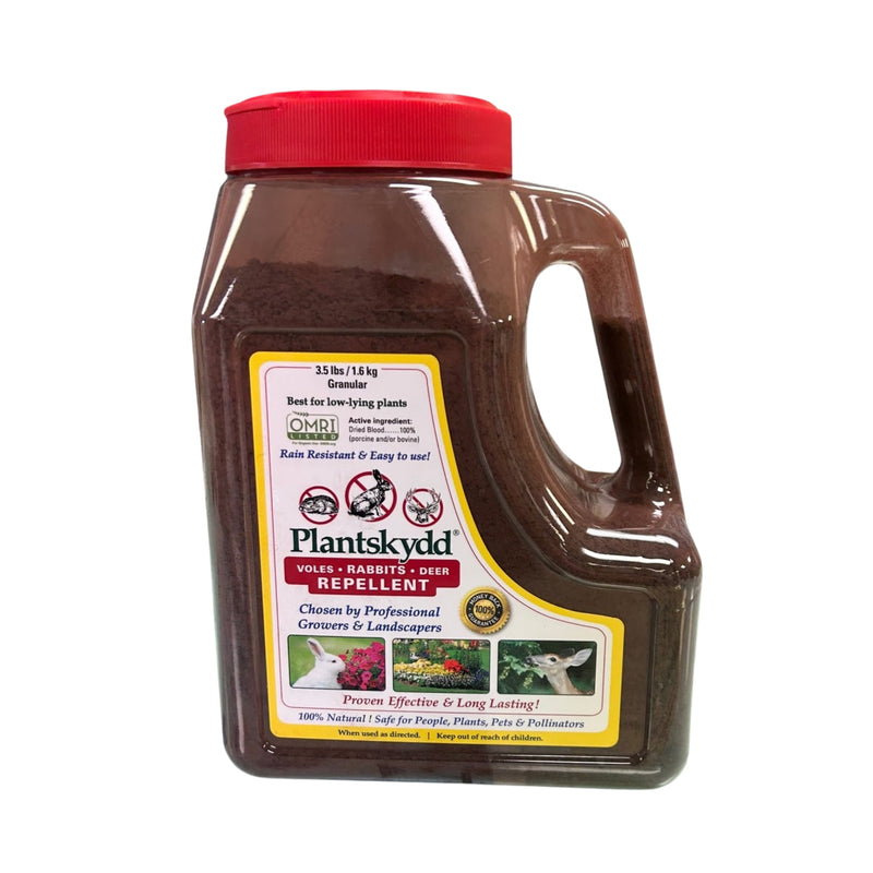 A clear jug containing a red powder with a red cap against a white background