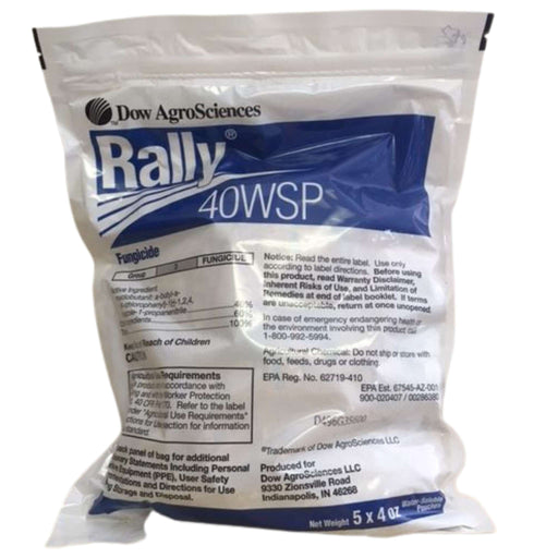 A white bag of Rally 40WSP on a white background.