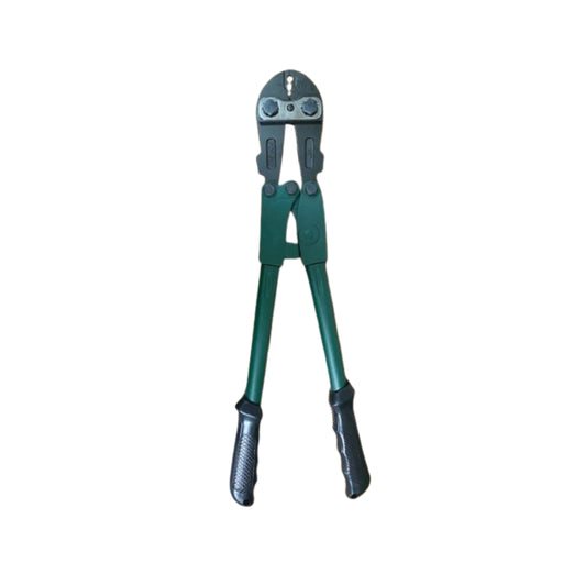 Green crimping tool on a white background