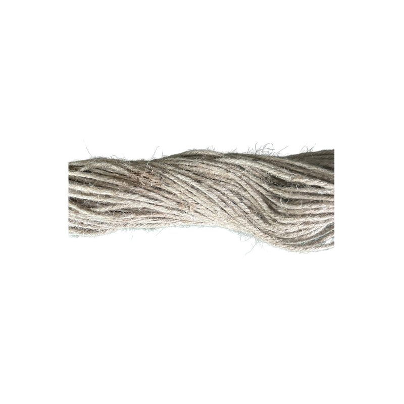 Close-up of jute twine on on a white background