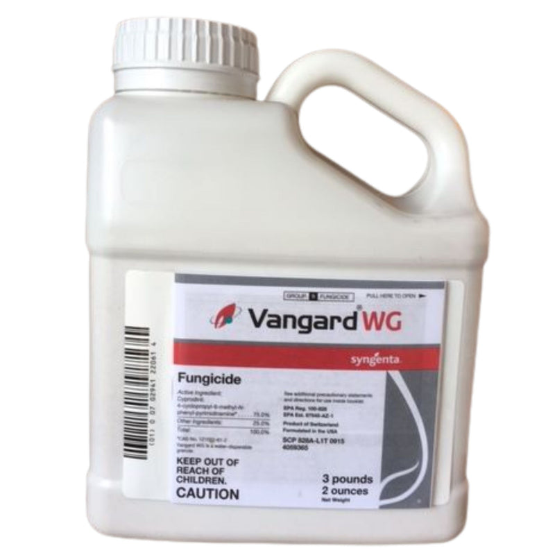 a white jug of Vangard WG with label on white background